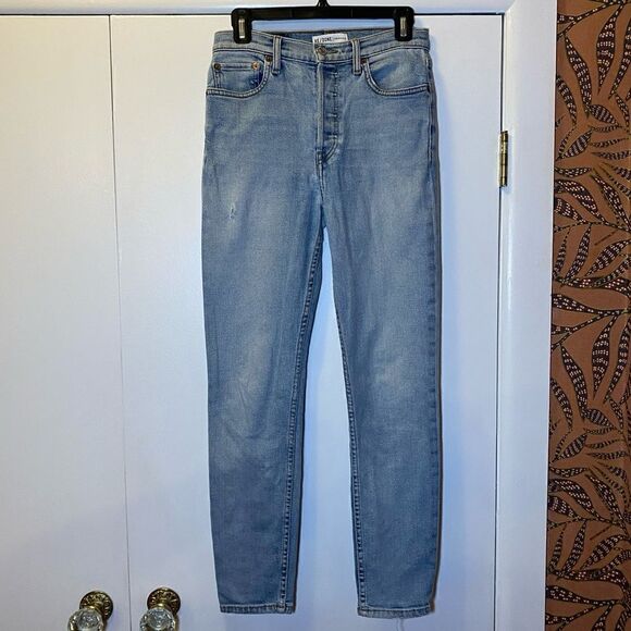 RE/DONE High Rise Ankle Crop Jeans Retro Indigo Women’s Size 26 - Picture 1 of 9